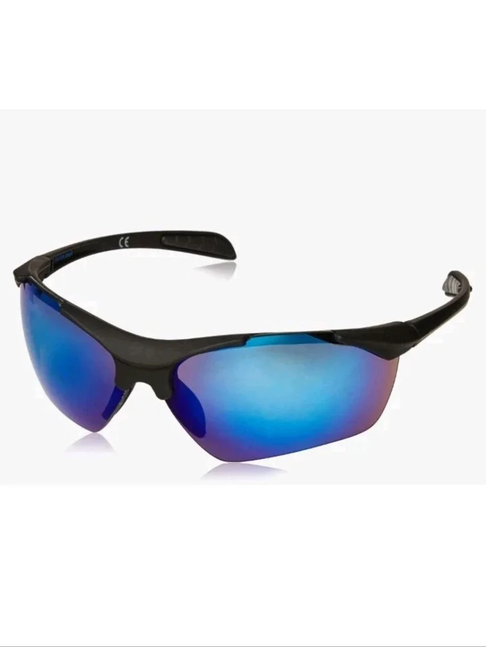 Foster Grant Active Sunglasses Black Scimmage Blue Mirror & Hardshell Case Nwt
